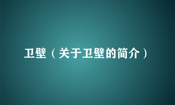 卫壁（关于卫壁的简介）