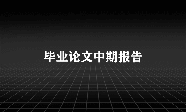毕业论文中期报告