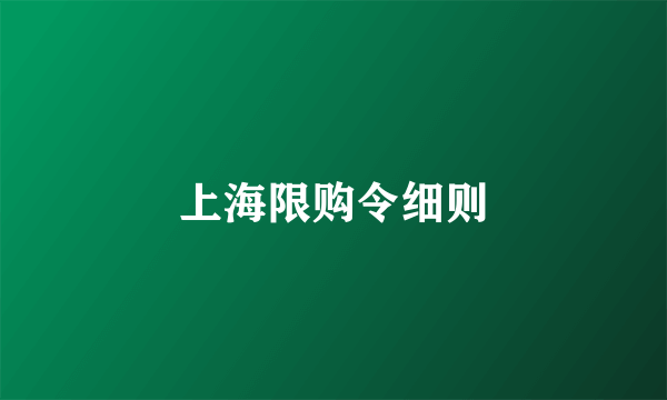 上海限购令细则