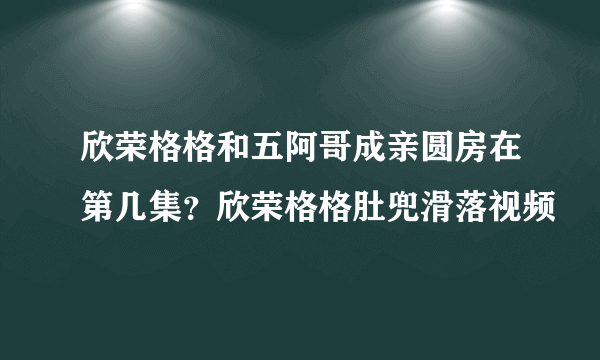 欣荣格格和五阿哥成亲圆房在第几集？欣荣格格肚兜滑落视频