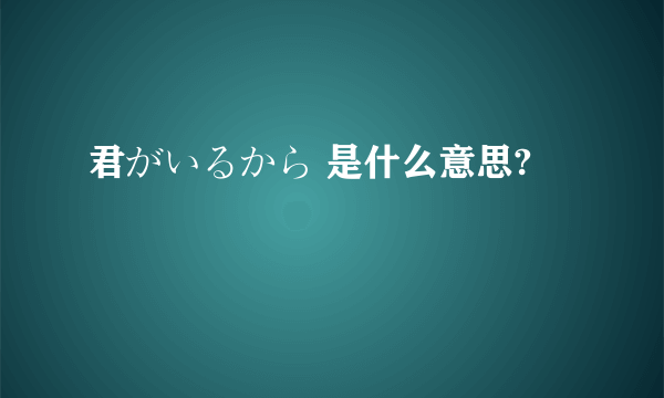 君がいるから 是什么意思?