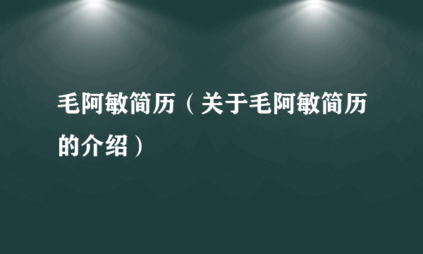 毛阿敏简历（关于毛阿敏简历的介绍）