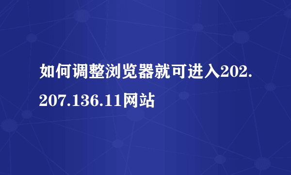 如何调整浏览器就可进入202.207.136.11网站