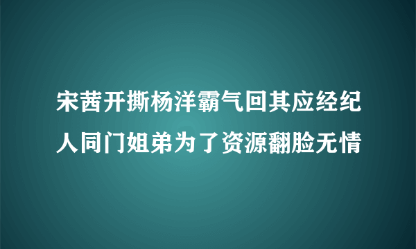 宋茜开撕杨洋霸气回其应经纪人同门姐弟为了资源翻脸无情