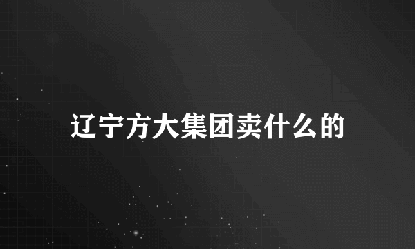 辽宁方大集团卖什么的