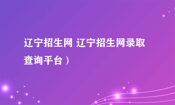 辽宁招生网 辽宁招生网录取查询平台）