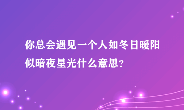 你总会遇见一个人如冬日暖阳似暗夜星光什么意思？