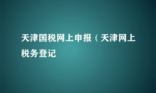 天津国税网上申报（天津网上税务登记