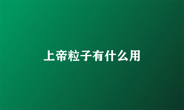 上帝粒子有什么用
