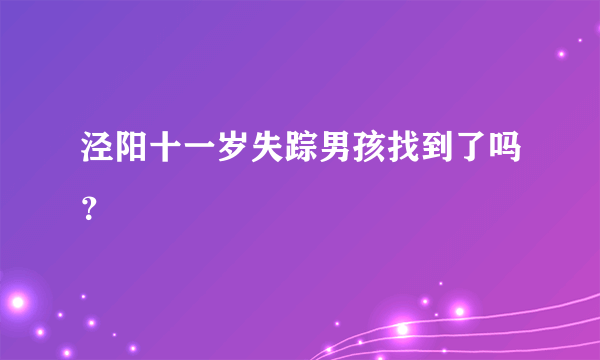 泾阳十一岁失踪男孩找到了吗？