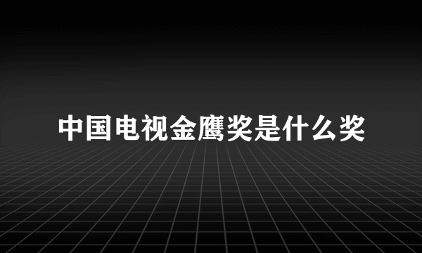中国电视金鹰奖是什么奖