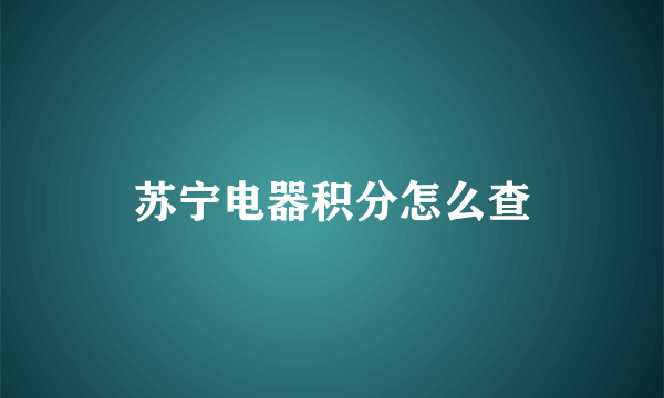 苏宁电器积分怎么查