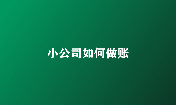 小公司如何做账