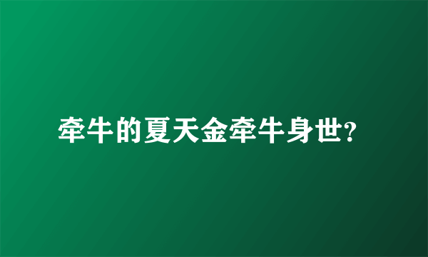 牵牛的夏天金牵牛身世？