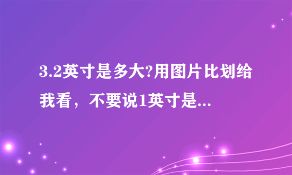 3.2英寸是多大?用图片比划给我看，不要说1英寸是多少厘米! 画一张3.2英寸的图片发上来？