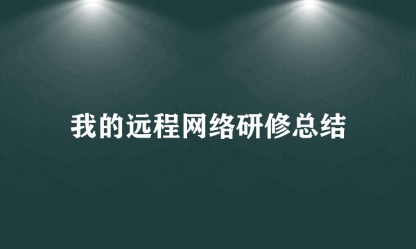 我的远程网络研修总结