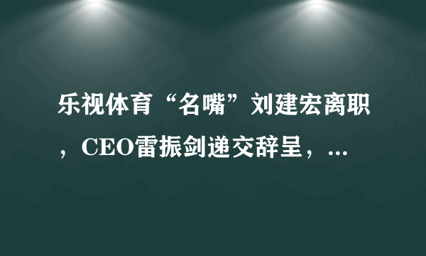 乐视体育“名嘴”刘建宏离职，CEO雷振剑递交辞呈，你怎么看？