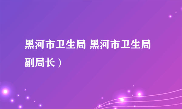 黑河市卫生局 黑河市卫生局副局长）