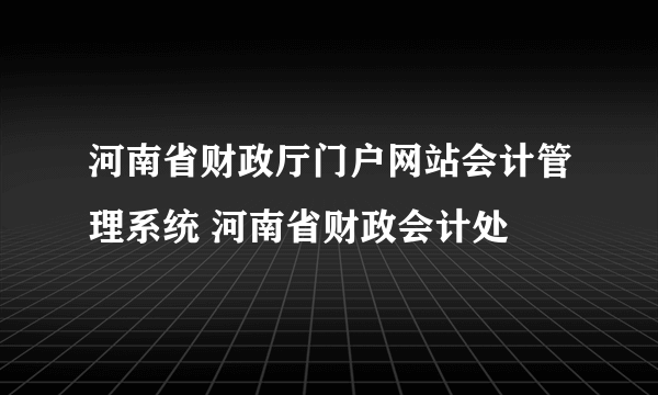 河南省财政厅门户网站会计管理系统 河南省财政会计处