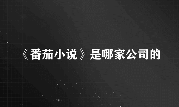 《番茄小说》是哪家公司的