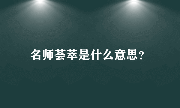 名师荟萃是什么意思？