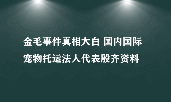 金毛事件真相大白 国内国际宠物托运法人代表殷齐资料