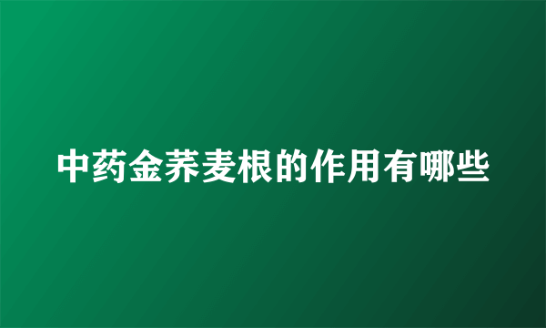 中药金荞麦根的作用有哪些