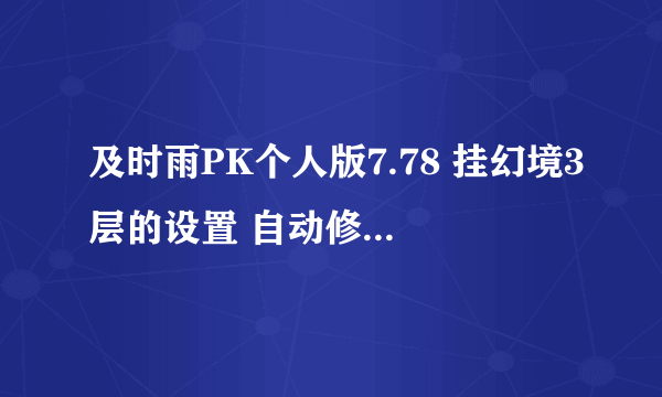 及时雨PK个人版7.78 挂幻境3层的设置 自动修装备自动买药 怎么设置的？求完整的回答