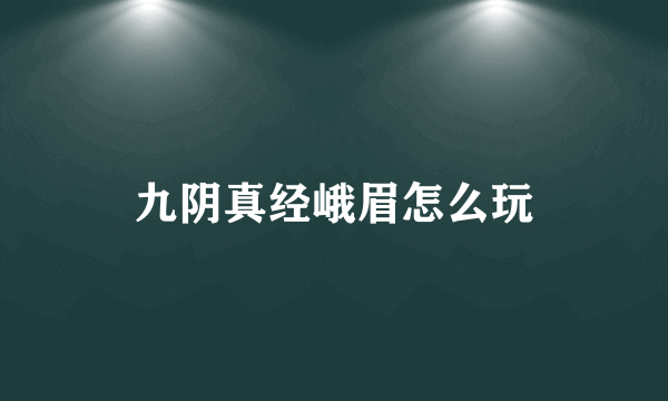 九阴真经峨眉怎么玩