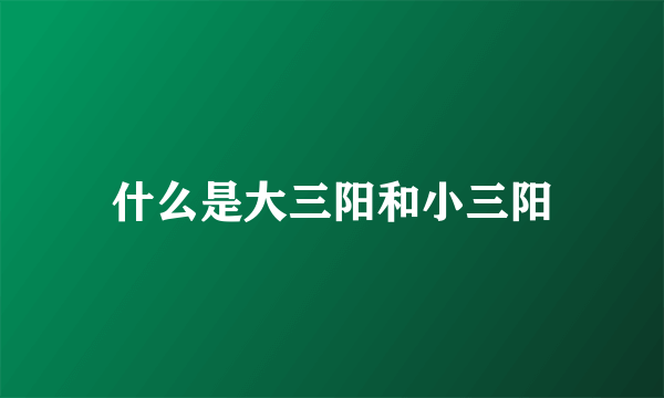 什么是大三阳和小三阳