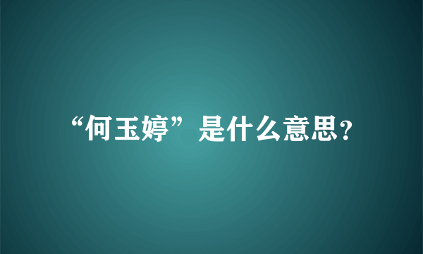 “何玉婷”是什么意思？
