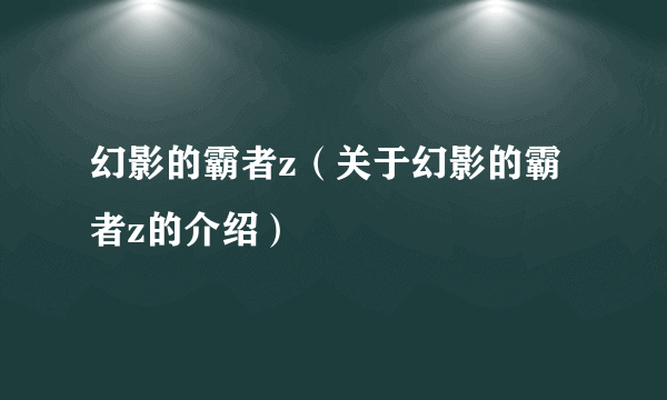 幻影的霸者z（关于幻影的霸者z的介绍）