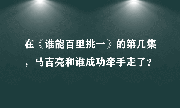 在《谁能百里挑一》的第几集，马吉亮和谁成功牵手走了？
