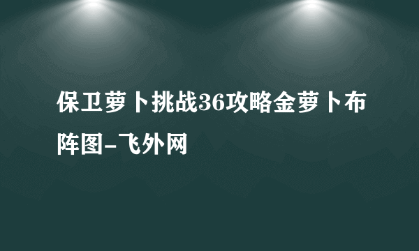 保卫萝卜挑战36攻略金萝卜布阵图-飞外网