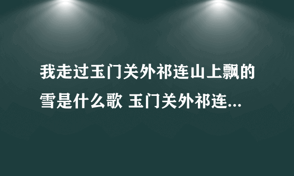 我走过玉门关外祁连山上飘的雪是什么歌 玉门关外祁连山上飘的雪是啥歌