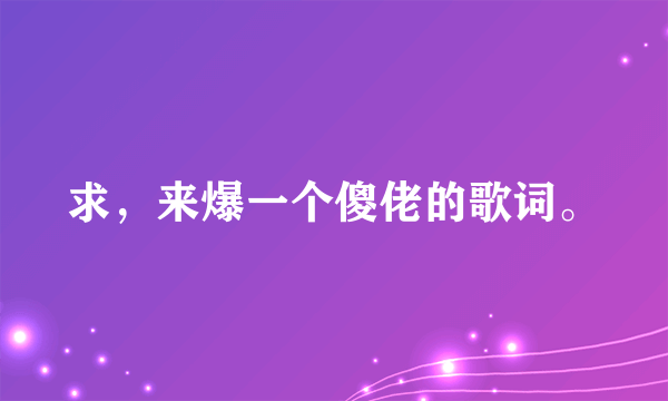 求，来爆一个傻佬的歌词。