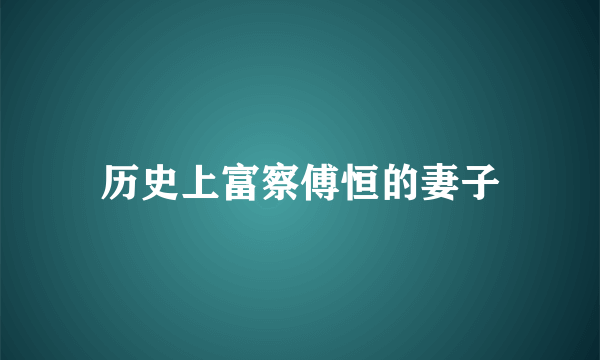 历史上富察傅恒的妻子