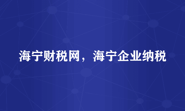 海宁财税网，海宁企业纳税