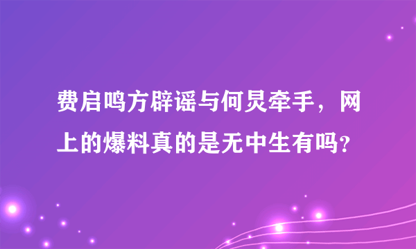 费启鸣方辟谣与何炅牵手，网上的爆料真的是无中生有吗？