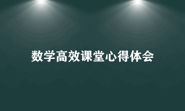 数学高效课堂心得体会