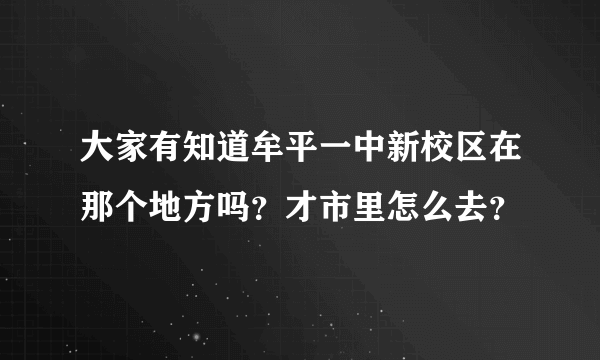 大家有知道牟平一中新校区在那个地方吗？才市里怎么去？