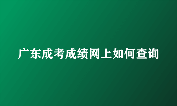 广东成考成绩网上如何查询