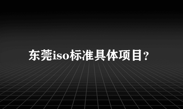 东莞iso标准具体项目？