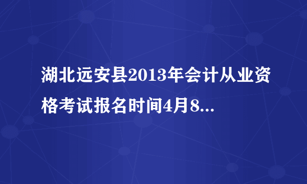 湖北远安县2013年会计从业资格考试报名时间4月8日至22日
