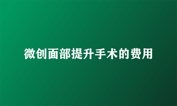 微创面部提升手术的费用