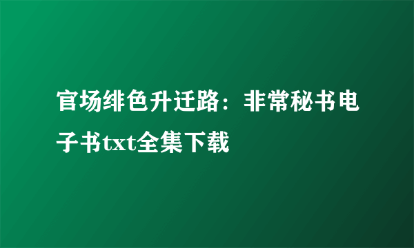 官场绯色升迁路：非常秘书电子书txt全集下载