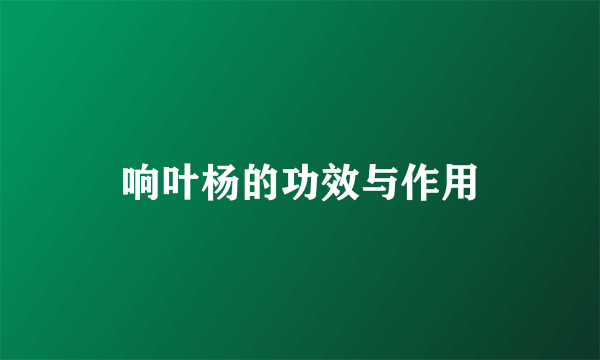 响叶杨的功效与作用