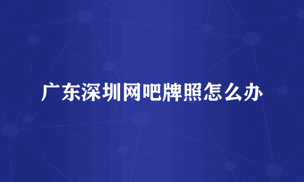 广东深圳网吧牌照怎么办