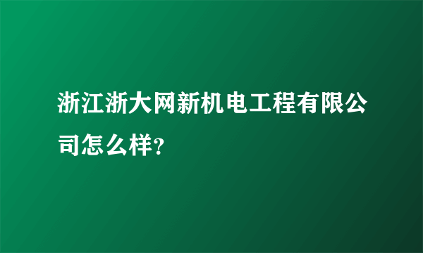 浙江浙大网新机电工程有限公司怎么样？
