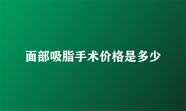 面部吸脂手术价格是多少